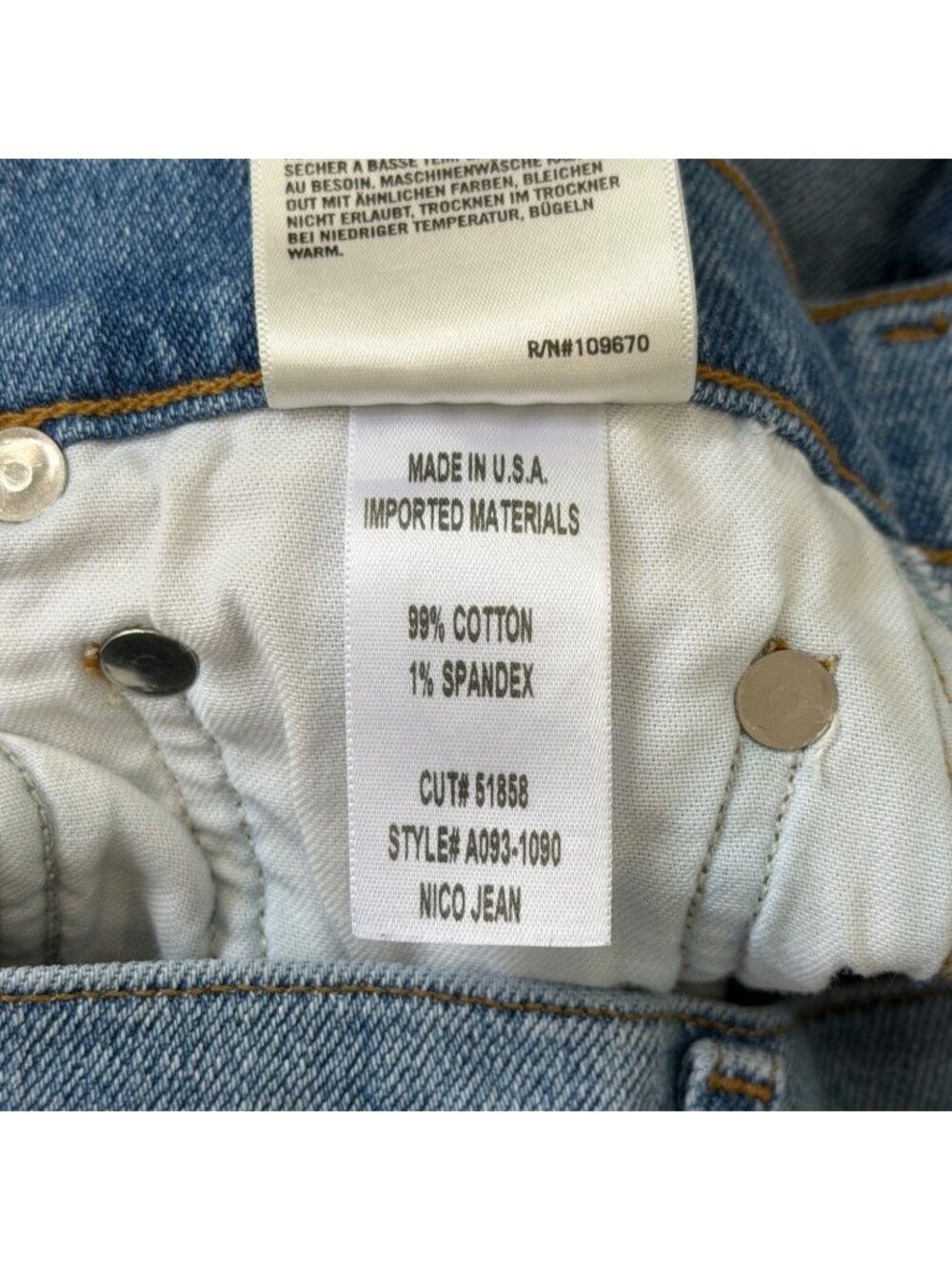 Agolde Womens Size 26 Nico Jean High Rise Slim Fit Button Fly Blue - Picture 9 of 9